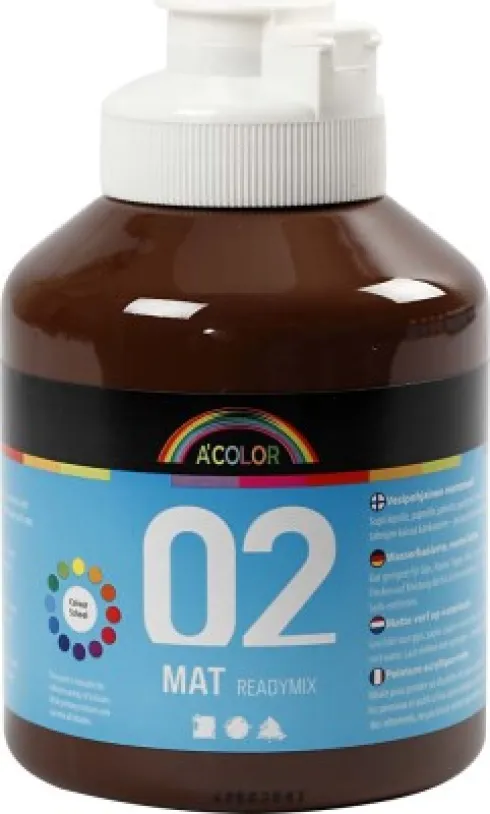 A-Color - Skole Akrylmaling - Mat - Brun - 500 ML