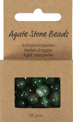Agat Perler - Klar Grøn - Hulstr. 0,9-1 MM - 28 Stk