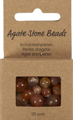 Agat Perler - Lys Brun - Hulstr. 0,9-1 MM - 28 Stk