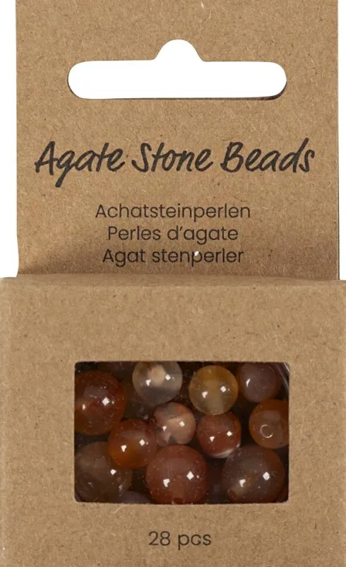 Agat Perler - Lys Brun - Hulstr. 0,9-1 MM - 28 Stk