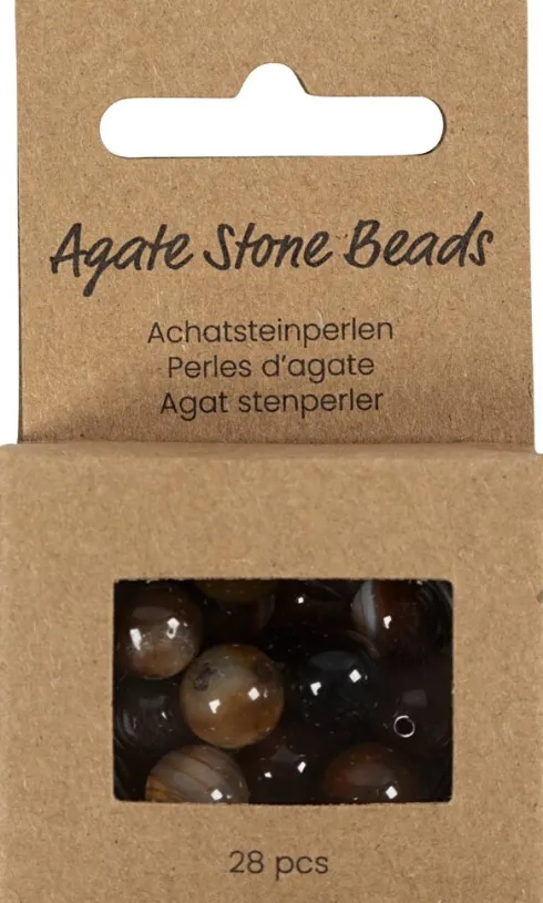Agat Perler - Mørk Brun - Hulstr. 0,9-1 MM - 28 Stk
