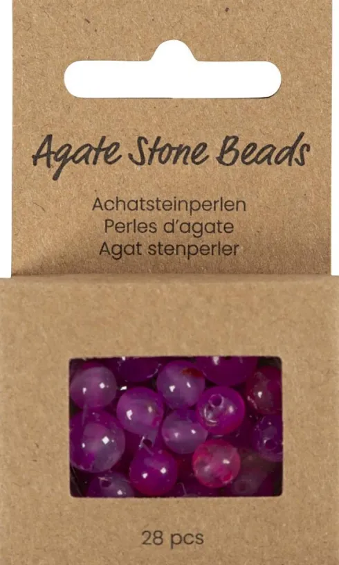 Agat Perler - Pink - Hulstr. 0,9-1 MM - 28Stk