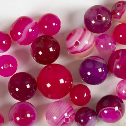 Agat Perler - Pink - Hulstr. 0,9-1 MM - 28Stk