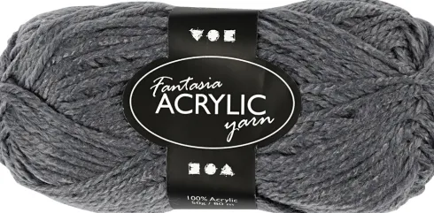 Akrylgarn - L 80 M - Grå - 50 G