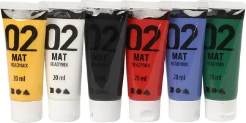 Akrylmaling - Mat - Assorterede Farver - 02 - 6X20Ml - A-Color
