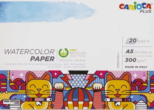 Akvarelblok - A5 - Watercolor Paper - 20 Sider - Carioca Plus