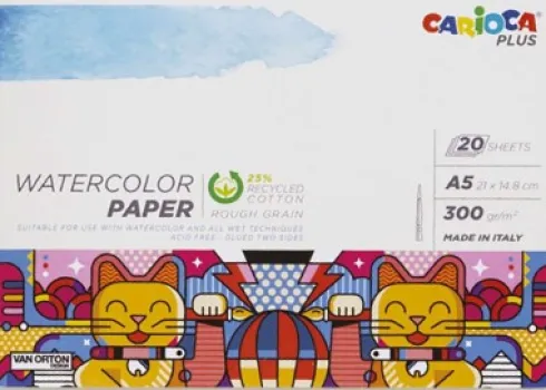 Akvarelblok - A5 - Watercolor Paper - 20 Sider - Carioca Plus