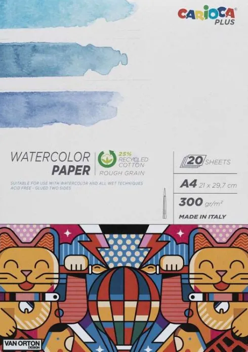 Akvarelblok - A4 - Watercolor Paper - 20 Sider - Carioca Plus