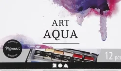 Art Aqua Akvarelfarver - ½-Pan - Str. 10X15X20 MM - Standardfarver - 12 Frv