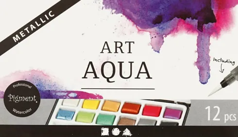 Art Aqua Akvarelfarver - Str. 10X15 MM - Metallicfarver - 12 Frv