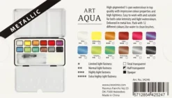 Art Aqua Akvarelfarver - Str. 10X15 MM - Metallicfarver - 12 Frv