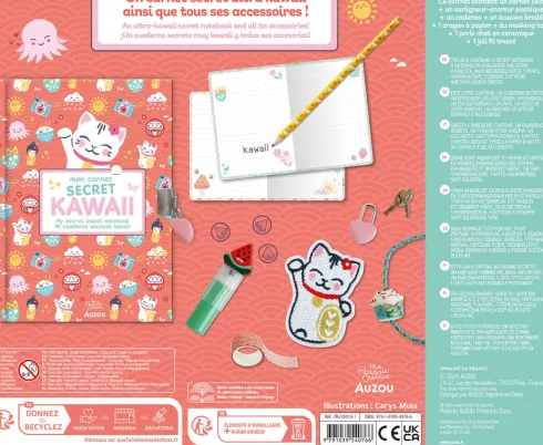 Auzou - Mit Kontor - Kawaii Notesbog Med Lås