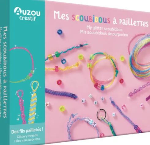 Auzou - Scoubidou Armbånd Og Nøglering DIY Sæt - Glitter