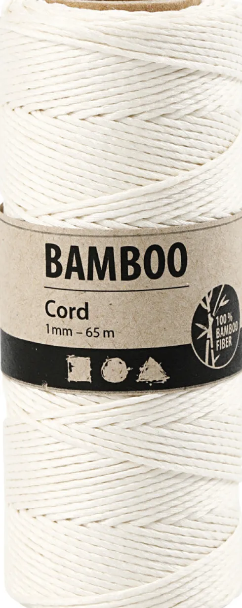 Bambus Snor - Tykkelse 1 MM - Hvid - 65 M