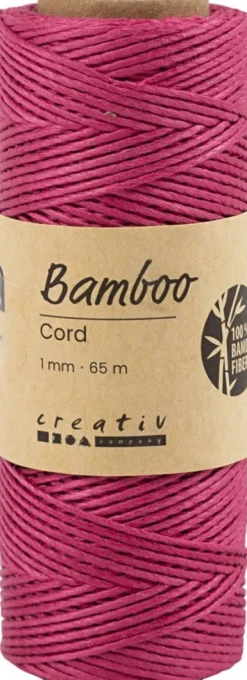 Bambus Snor - Tykkelse 1 MM - Mørk Pink - 65 M