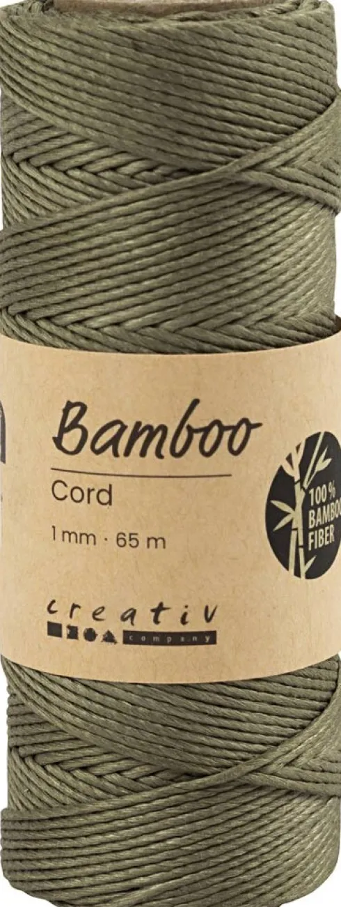 Bambus Snor - Tykkelse 1 MM - Olivenbrun - 65 M