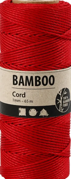 Bambus Snor - Tykkelse 1 MM - Rød - 65 M