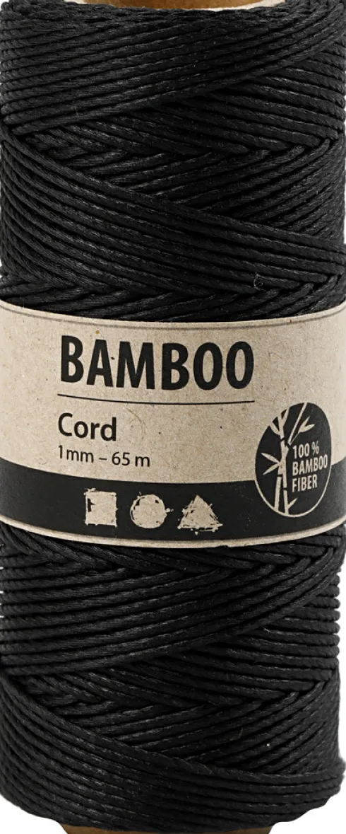 Bambus Snor - Tykkelse 1 MM - Sort - 65 M