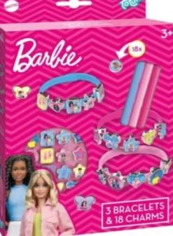 Barbie - 3 DIY Armbånd Sæt Til Børn - Inkl. 18 Dekorationer
