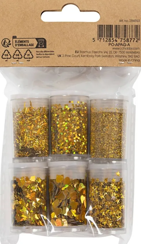 Bio-Glimmer & Pailletter - Guld - 6X7Ml