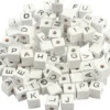 Bogstav Perler - A-Z - & - # - ? - Str. 8X8 MM - Hulstr. 3 MM - Hvid - 96 Stk