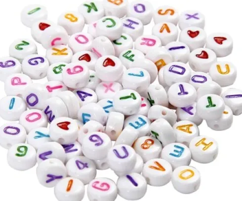 Bogstav Perler - Str. 7 MM - Hulstr. 1,2 MM - Hvid - 25 G