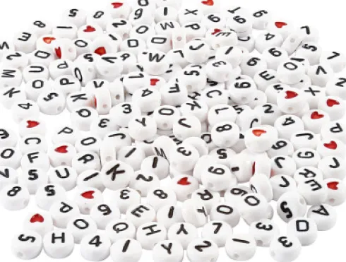 Bogstav Perler - Str. 7 MM - Hulstr. 1,2 MM - Hvid - 200 G