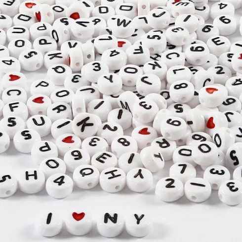 Bogstav Perler - Str. 7 MM - Hulstr. 1,2 MM - Hvid - 200 G