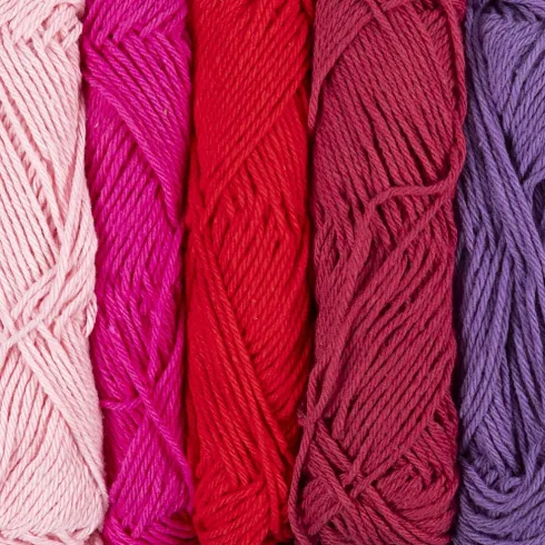 Bomuldsgarn - Nr. 8/4 - L 5X50 M - Lilla/Pink Harmoni - 5X20 G