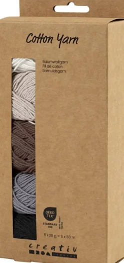 Bomuldsgarn - Nr. 8/4 - L 5X50 M - Naturfarver - 5X20 G
