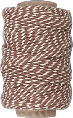 Bomuldssnor - Tykkelse 1,1 MM - Brun Hvid - 50 M