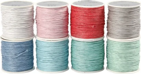 Bomuldssnor - Tykkelse 1 MM - Forskellige Farver - 8X40 M