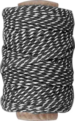 Bomuldssnor - Tykkelse 1,1 MM - Sort Hvid - 50 M