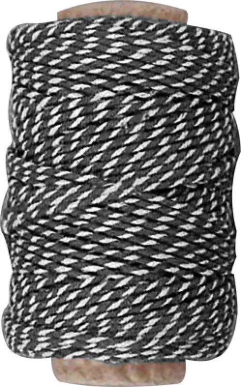 Bomuldssnor - Tykkelse 1,1 MM - Sort Hvid - 50 M