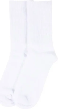 Bomuldsstrømper - Str. 35-38 - Hvid - 1 Par