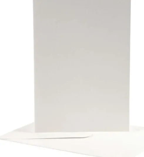 Brevkort - Kort Str. 12,5X17,5 CM - Kuvert Str. 14X19 CM - Råhvid - 10 Sæt