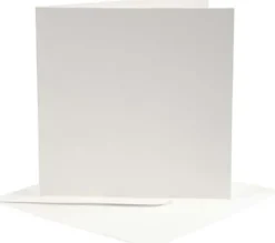 Brevkort - Kort Str. 12,5X12,5 CM - Kuvert Str. 13,5X13,5 CM - Råhvid - 10 Sæt