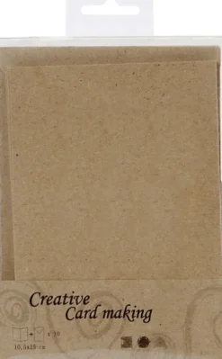 Brevkort Med Kuvert - Kort Str. 10,5X15 CM - Kuvert Str. 11,5X16,5 CM - Natur - 10 Sæt