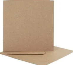 Brevkort Med Kuvert - Kort Str. 12,5X12,5 CM - Kuvert Str. 13,5X13,5 CM - Natur - 10 Sæt