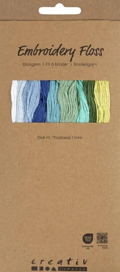 Broderigarn - Tykkelse 1 MM - Blå/Grøn Harmoni - 10X8 M