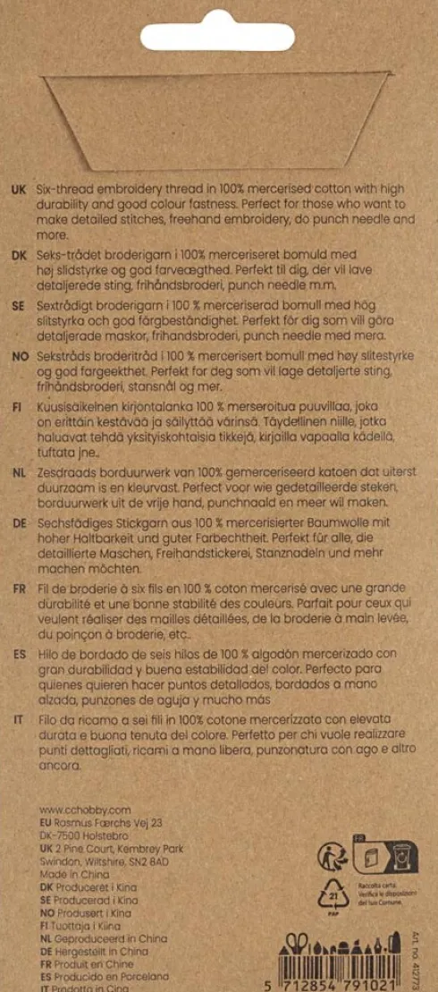Broderigarn - Tykkelse 1 MM - Naturfarver - 10X8 M