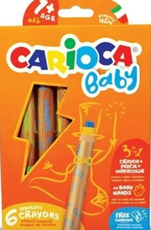 Carioca Baby - 3-I-1 Farvekridt Til Børn - 6 Farver