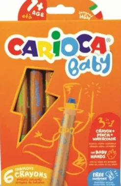 Carioca Baby - 3-I-1 Farvekridt Til Børn - 6 Farver