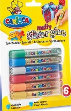 Carioca - Glitter Glue - Glimmer Lim - Mix - 10,5 ML - 6 Farver