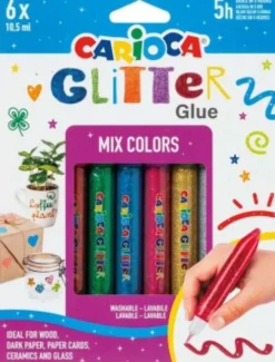 Carioca - Glitter Glue - Glimmer Lim - Mix - 10,5 ML - 6 Farver