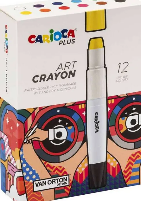 Carioca Plus - Art Crayon - Fedtfarver - Vandopløselige - 12 Farver