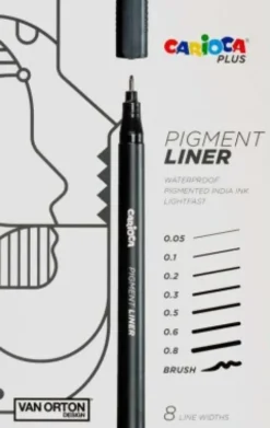 Carioca Plus - Pigment Liner Sæt - Sort - 8 Stk