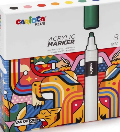 Carioca Plus - Tusser - Acrylic Marker - 8 Farver