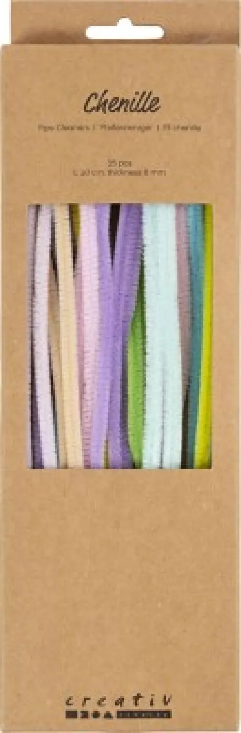 Chenille - L 30 CM - Tykkelse 6 MM - Pastelfarver