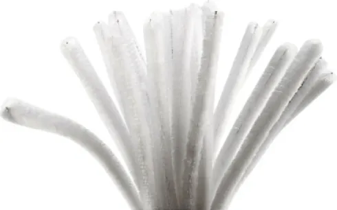 Chenille Piberensere - L 30 CM - Tykkelse 9 MM - Hvid - 25 Stk